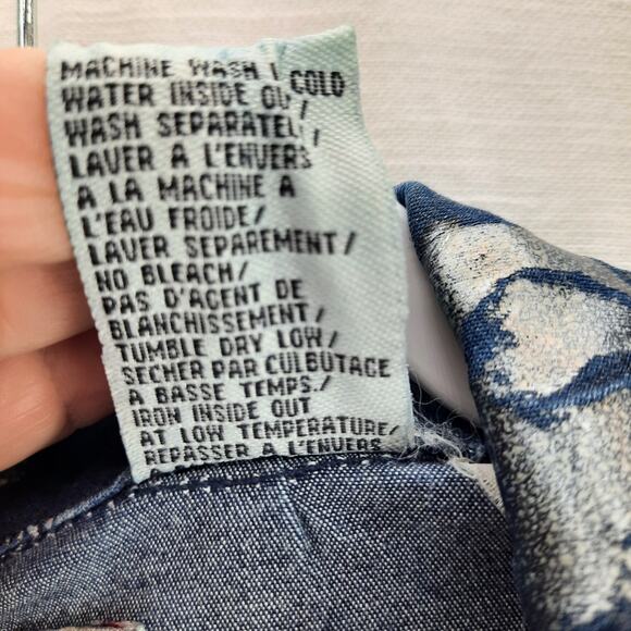 Vintage Parasuco Jeans Y2K Denim‎ Jean Jacket Metallic Silver Roses Size Small - Picture 8 of 12